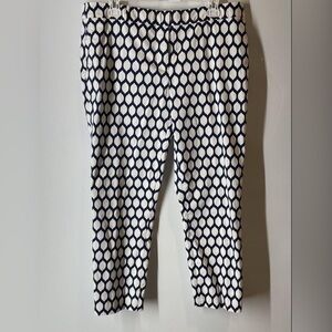 Kate Spade Blue and White Geometric Print Capri Pants